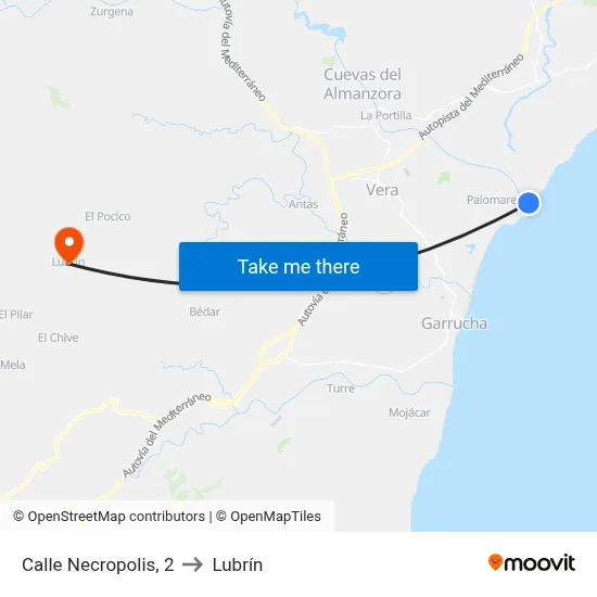 Calle Necropolis, 2 to Lubrín map