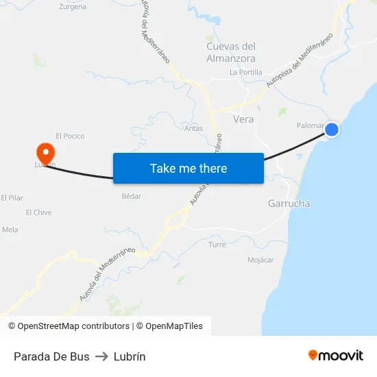 Parada De Bus to Lubrín map