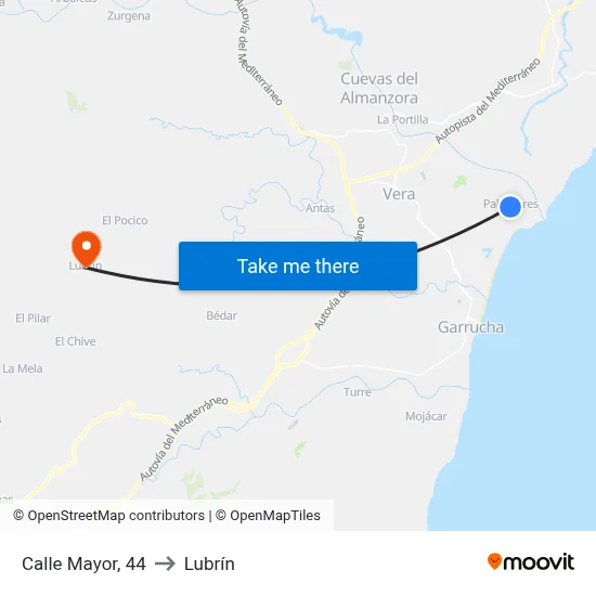 Calle Mayor, 44 to Lubrín map