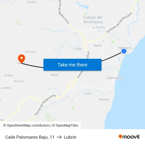 Calle Palomares Bajo, 11 to Lubrín map