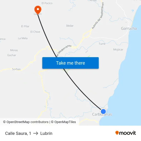 Calle Saura, 1 to Lubrín map