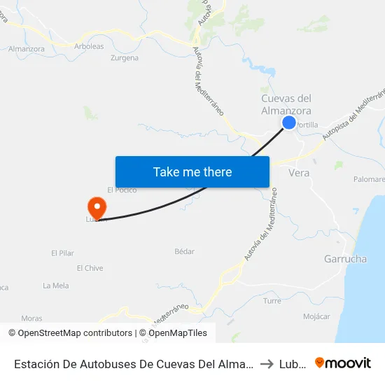 Estación De Autobuses De Cuevas Del Almanzora to Lubrín map