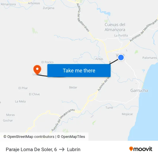 Paraje Loma De Soler, 6 to Lubrín map