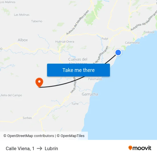 Calle Viena, 1 to Lubrín map