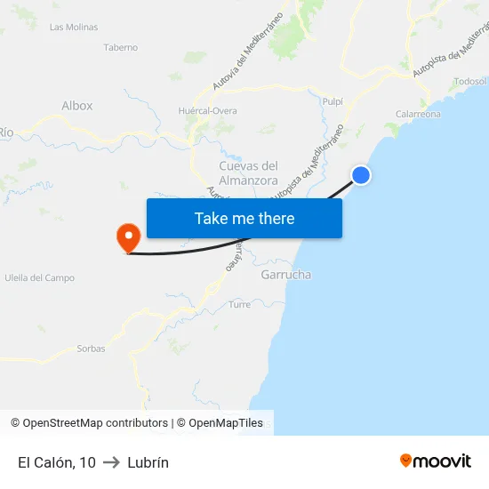 El Calón, 10 to Lubrín map