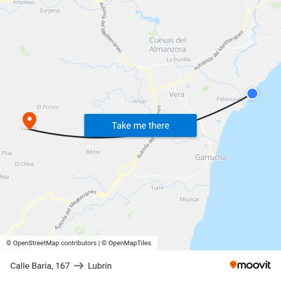 Calle Baria, 167 to Lubrín map