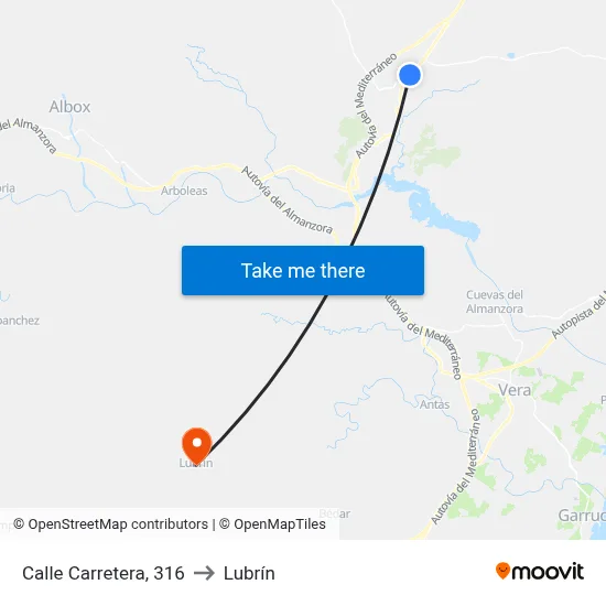 Calle Carretera, 316 to Lubrín map