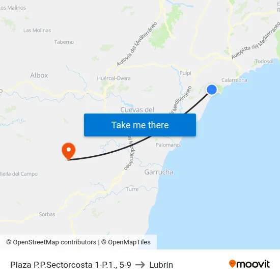 Plaza P.P.Sectorcosta 1-P.1., 5-9 to Lubrín map