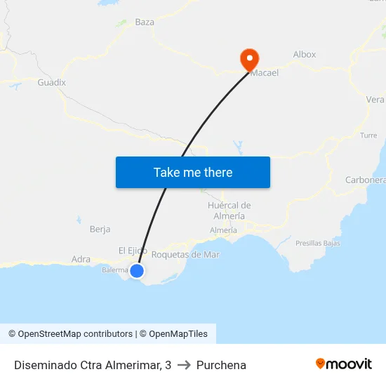 Diseminado Ctra Almerimar, 3 to Purchena map