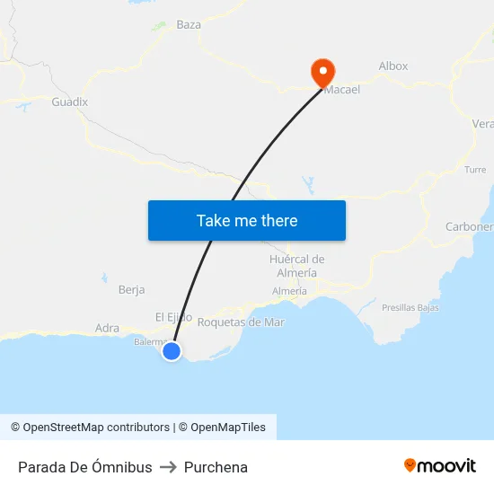 Parada De Ómnibus to Purchena map