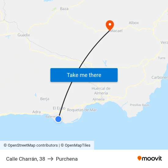 Calle Charrán, 38 to Purchena map
