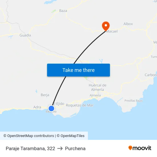 Paraje Tarambana, 322 to Purchena map