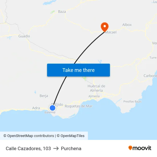 Calle Cazadores, 103 to Purchena map