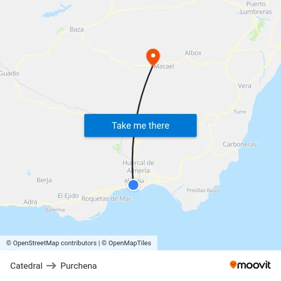 Catedral to Purchena map