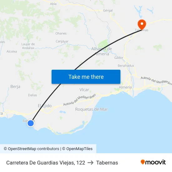 Carretera De Guardias Viejas, 122 to Tabernas map