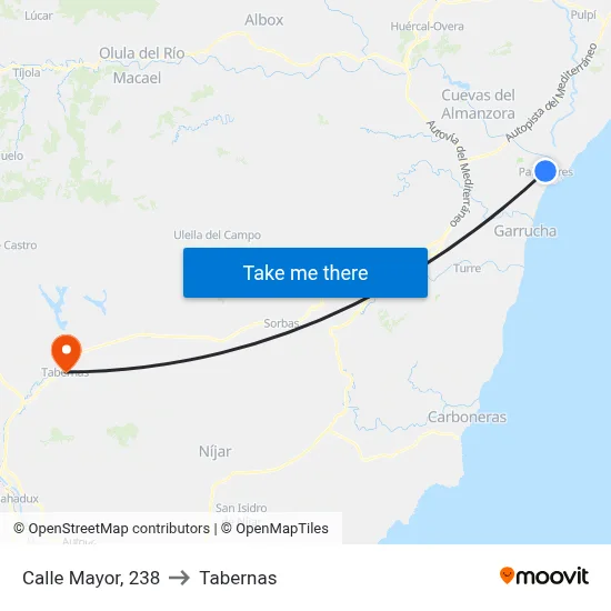Calle Mayor, 238 to Tabernas map