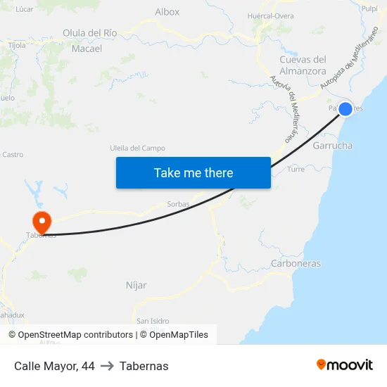 Calle Mayor, 44 to Tabernas map