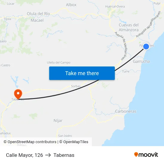 Calle Mayor, 126 to Tabernas map