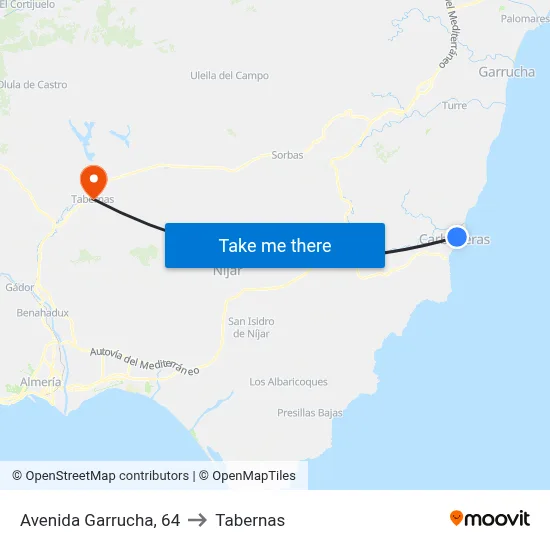 Avenida Garrucha, 64 to Tabernas map
