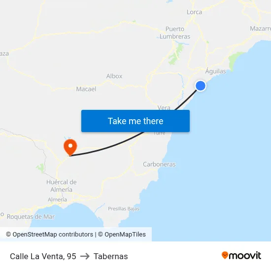 Calle La Venta, 95 to Tabernas map