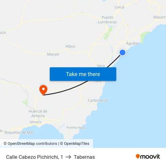 Calle Cabezo Pichirichi, 1 to Tabernas map
