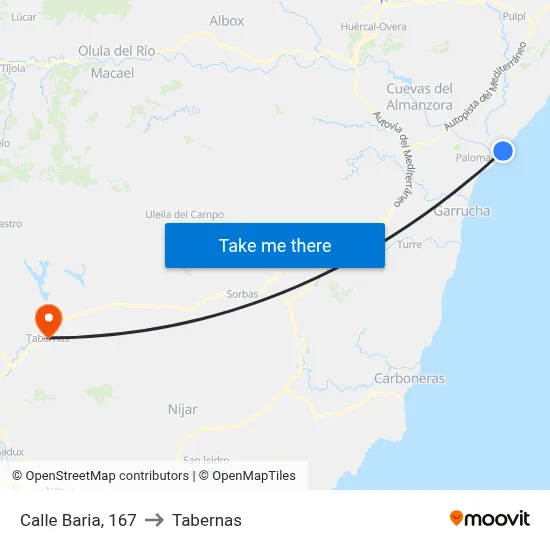 Calle Baria, 167 to Tabernas map