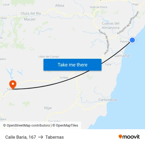 Calle Baria, 167 to Tabernas map