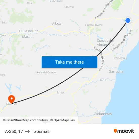 A-350, 17 to Tabernas map
