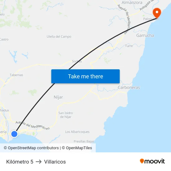 Kilómetro 5 to Villaricos map