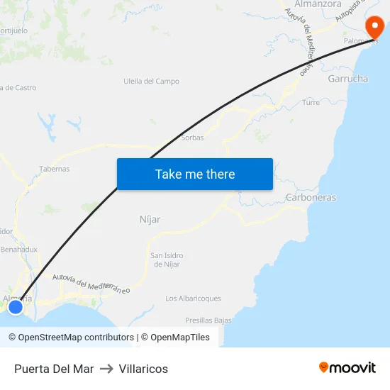 Puerta Del Mar to Villaricos map