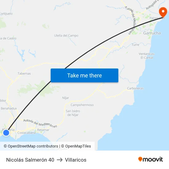 Nicolás Salmerón 40 to Villaricos map