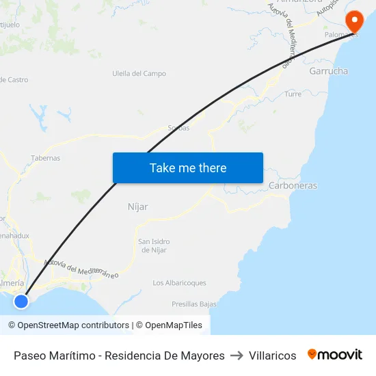 Paseo Marítimo - Residencia De Mayores to Villaricos map