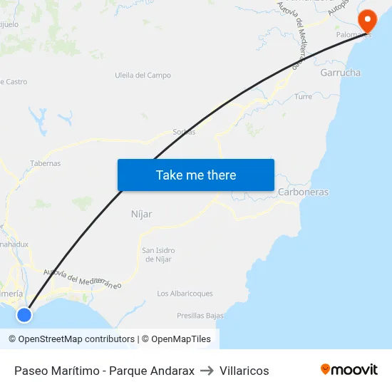 Paseo Marítimo - Parque Andarax to Villaricos map