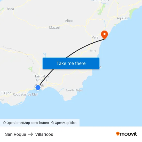 San Roque to Villaricos map