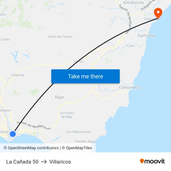 La Cañada 50 to Villaricos map