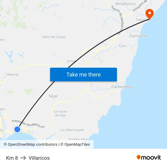 Km 8 to Villaricos map