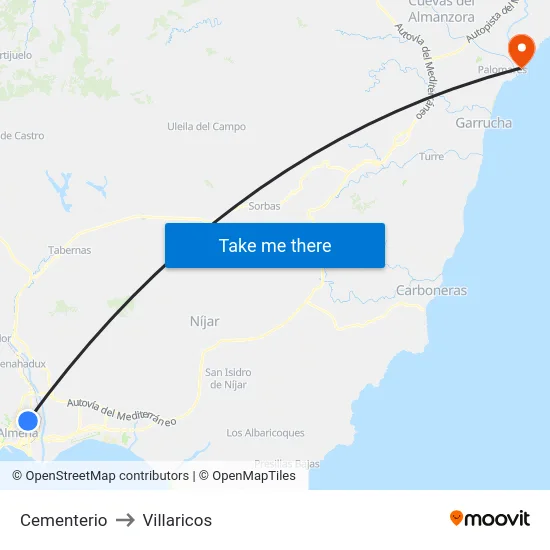 Cementerio to Villaricos map
