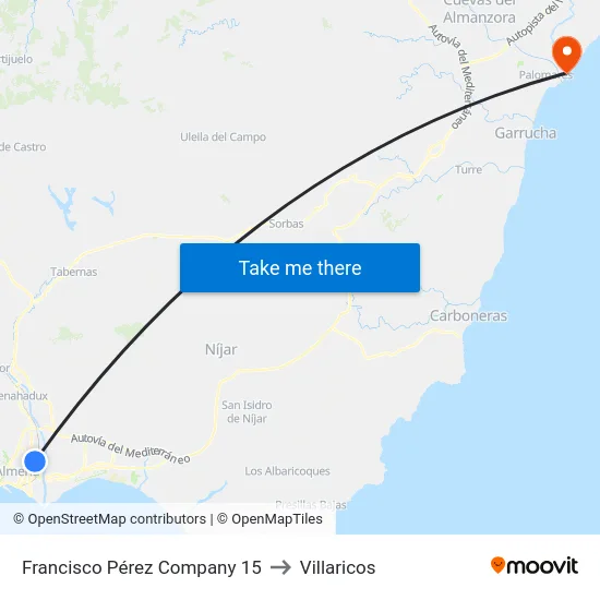 Francisco Pérez Company 15 to Villaricos map