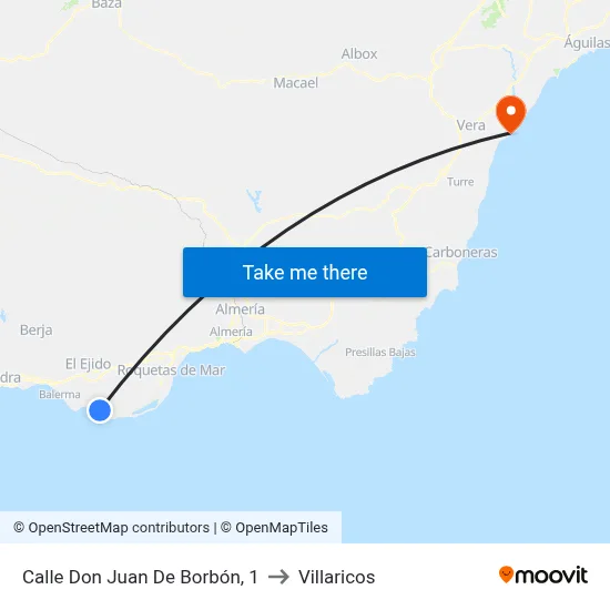 Calle Don Juan De Borbón, 1 to Villaricos map