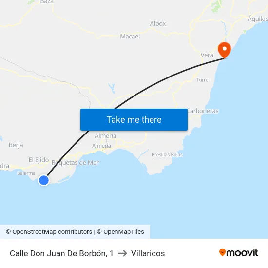 Calle Don Juan De Borbón, 1 to Villaricos map