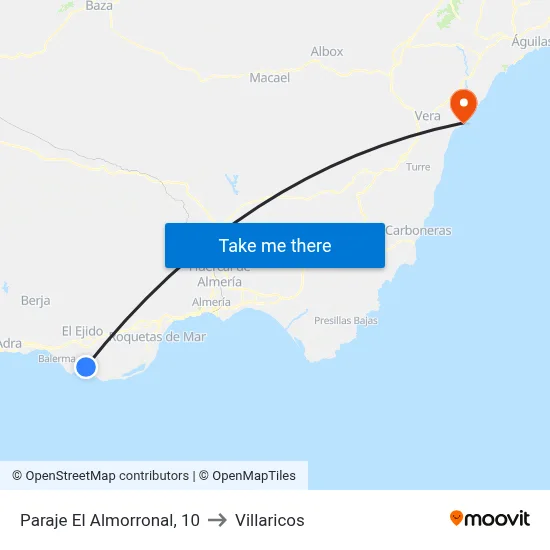 Paraje El Almorronal, 10 to Villaricos map