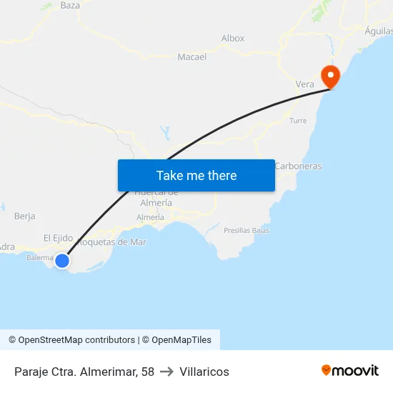 Paraje Ctra. Almerimar, 58 to Villaricos map