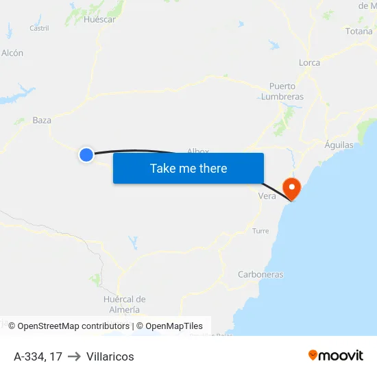 A-334, 17 to Villaricos map