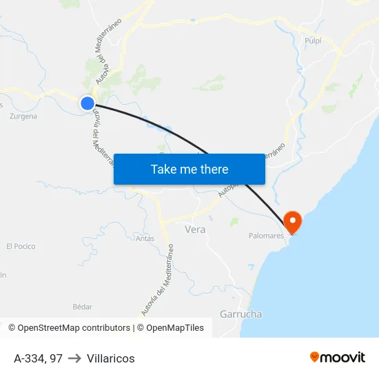 A-334, 97 to Villaricos map