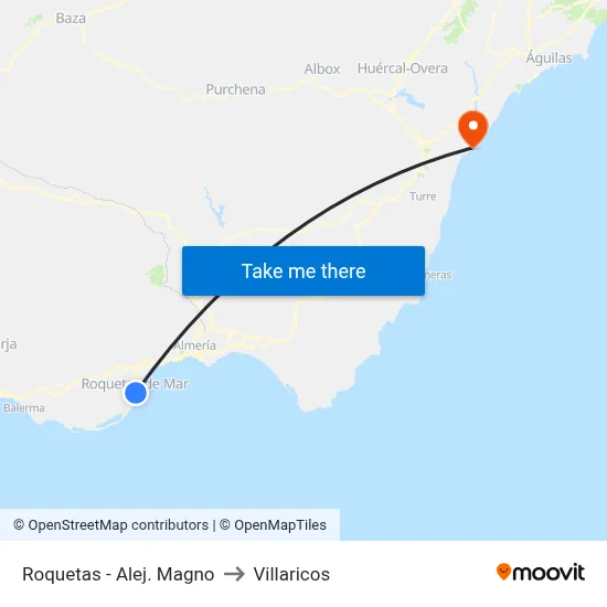 Roquetas - Alej. Magno to Villaricos map