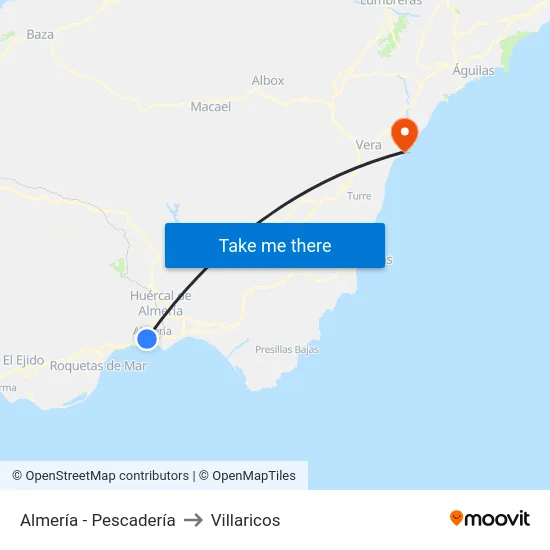 Almería - Pescadería to Villaricos map