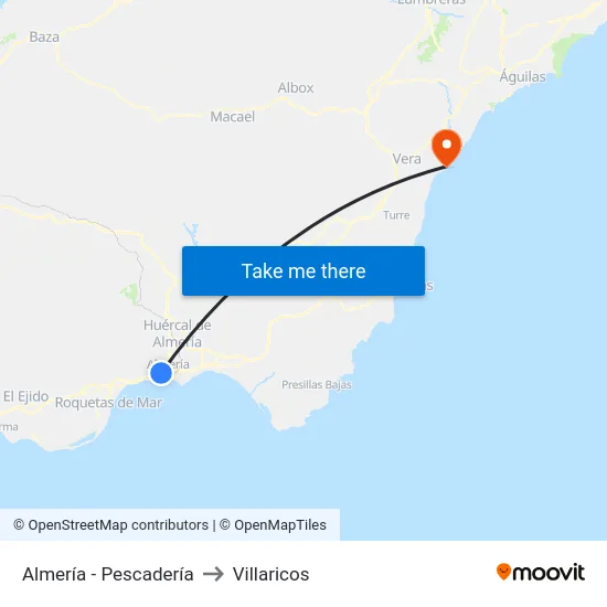 Almería - Pescadería to Villaricos map