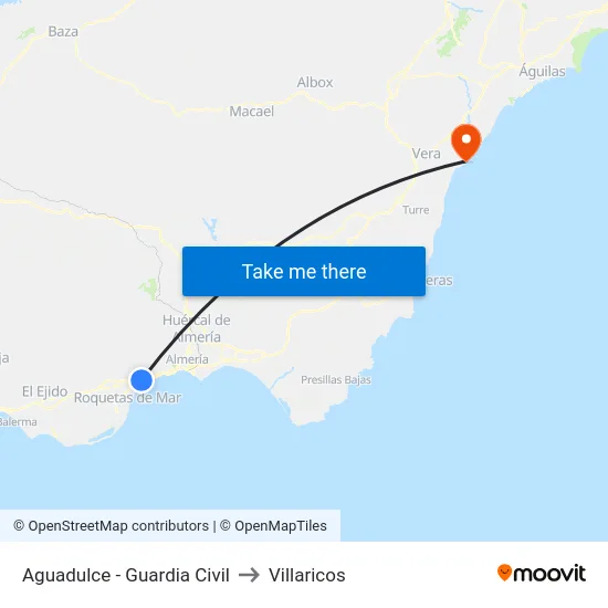 Aguadulce - Guardia Civil to Villaricos map