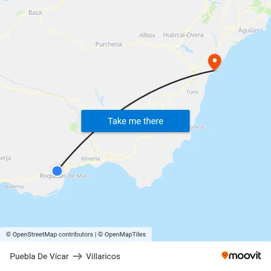 Puebla De Vícar to Villaricos map