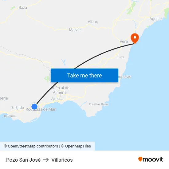 Pozo San José to Villaricos map